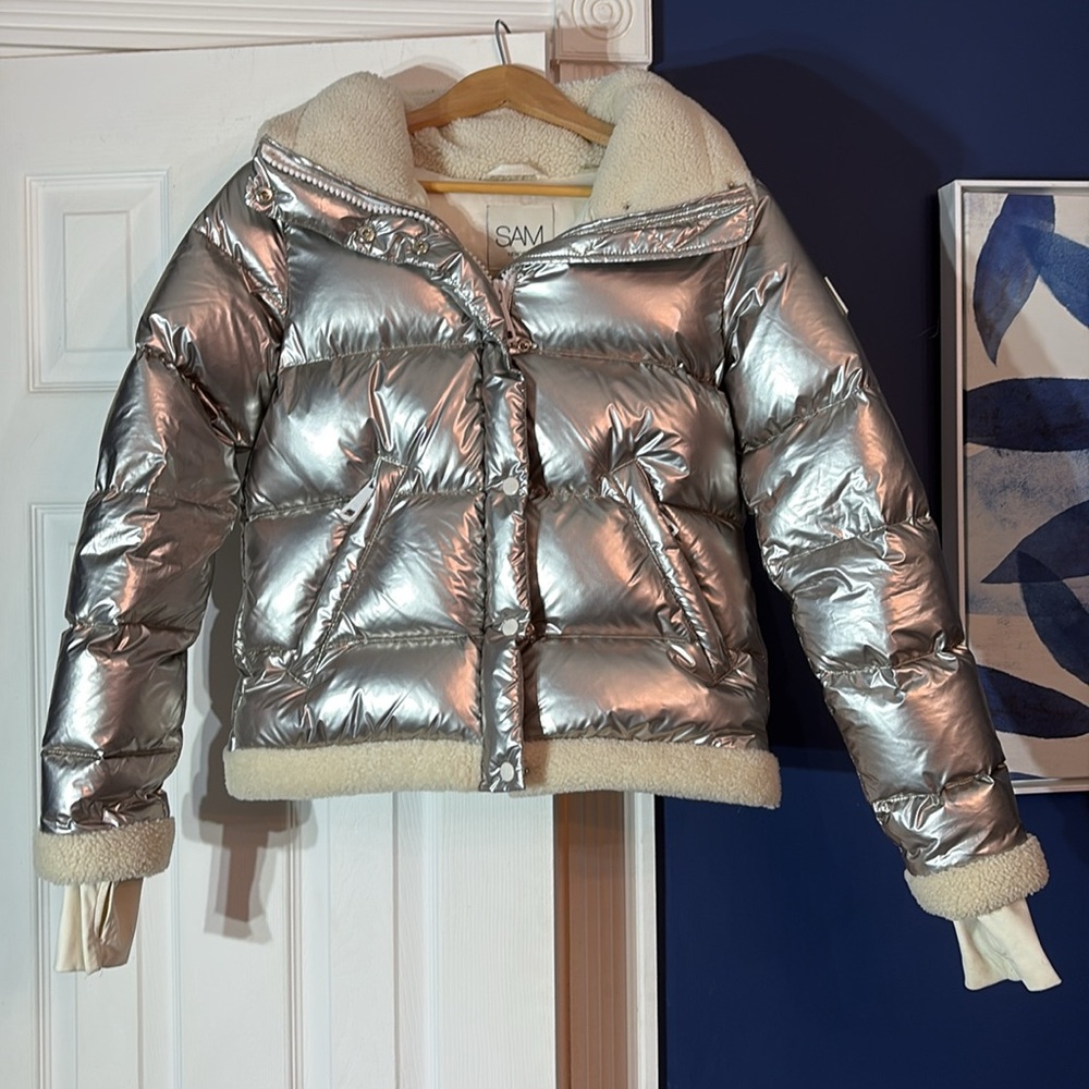 SAM. Gigi down puffer jacket sherpa silver - size medium - Picture 8 of 8